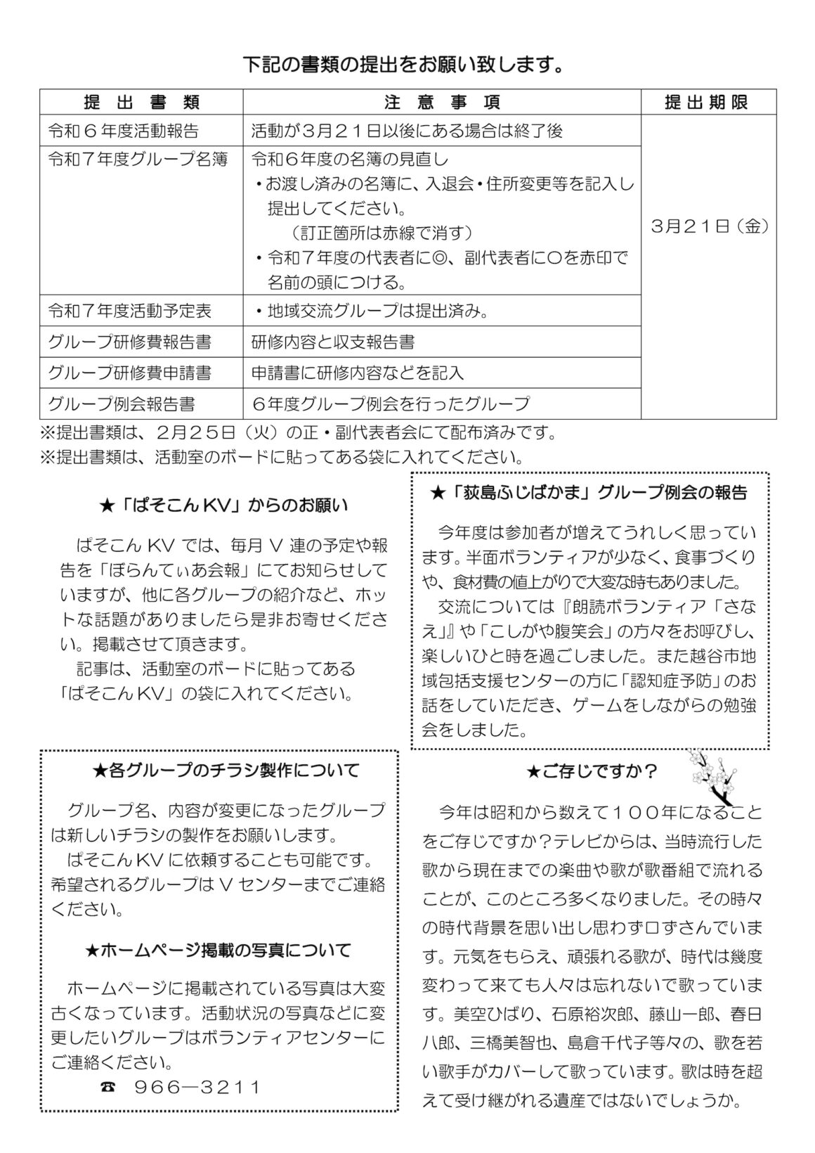 ぼらんてぃあ会報 令和7年3月号裏面